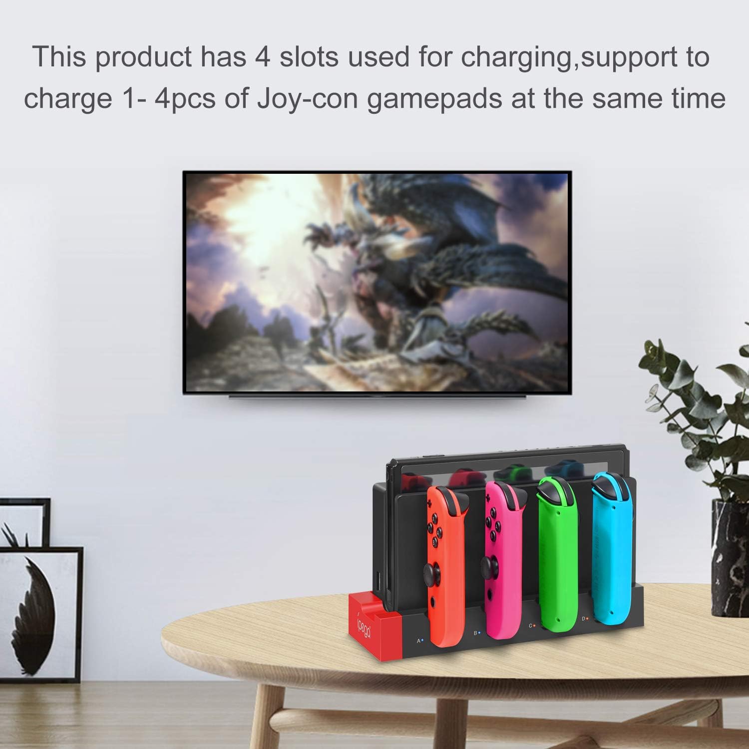 Compatible for Nintendo Switch JoyCon Charging Dock, Support 1-4pcs Joy Con, Charger Stand Station with Individual LED Indicator for Nintendo Switch Joy-Con