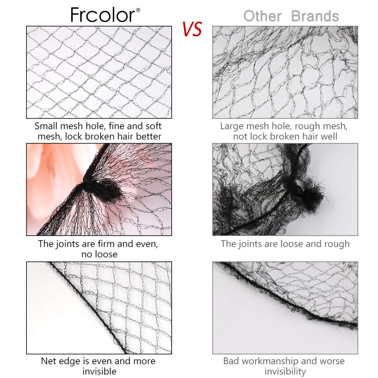FRCOLOR 100pcs Reusable Hair Nets for Buns 50CM Invisible Elastic Edge Mesh Wig Nets for Women Girls Bun Updos Catering - Image 4