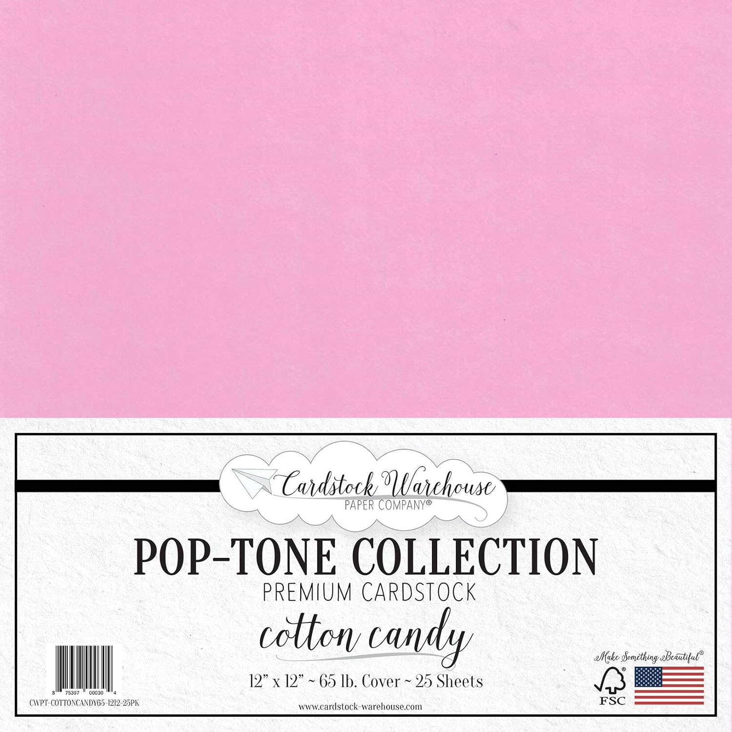 Cotton Candy Pink Cardstock Paper 12 x 12 inch 65 lb