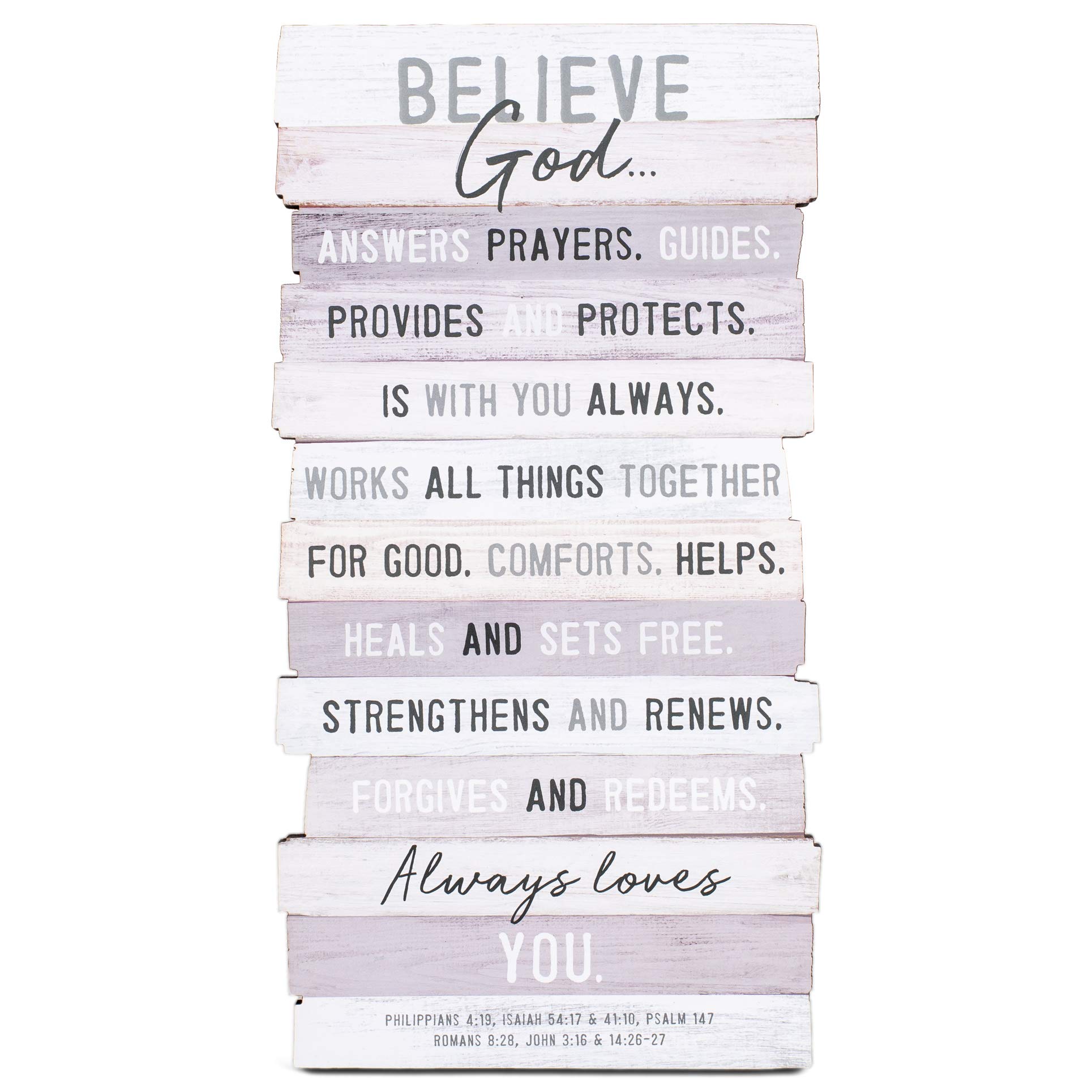 Lighthouse Christian Products Plaque-Wall/Desktop-MDF-Stacked Wood-Believe II-5x10 (#45038)