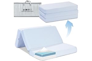 DIBAKO Pack and Play Mattress, 38x26 Dual-Sided Memory Foam Trifold Pack N Play Mattresses for Baby and Toddler, Portable Travel Crib Mattress with Soft Removable Cover