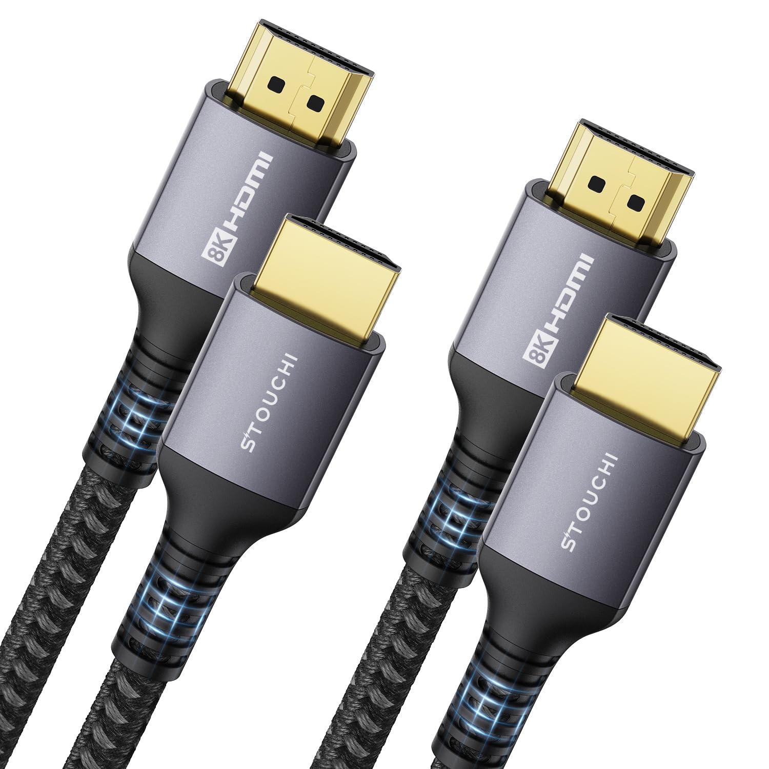 Photo 1 of Stouchi 10K 8K 2.1 HDMI Cable 8FT 2-Pack, 48Gbps Ultra High Speed Slim HDMI Cord, Support 4K@120Hz 8K@60Hz 144Hz, HDCP 2.2&2.3, Dynamic HDR, eARC, DTS:X, Compatible with Roku TV/HDTV/PS5/Blu-ray