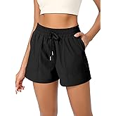 ODODOS Stretch Woven Athletic Shorts for Women High Waist Summer Lightweight Casual Shorts with Pockets