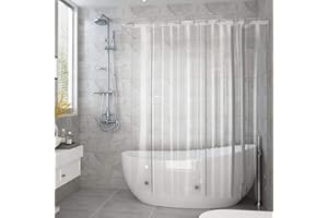 AooHome Clear Shower Curtain Liner, 8 Gauge Eva Extra Long Shower Curtain with Hooks, Bottom Magnets, Water Repellent, Heavy Weight, Rust Proof Grommets, 72x78 Inches