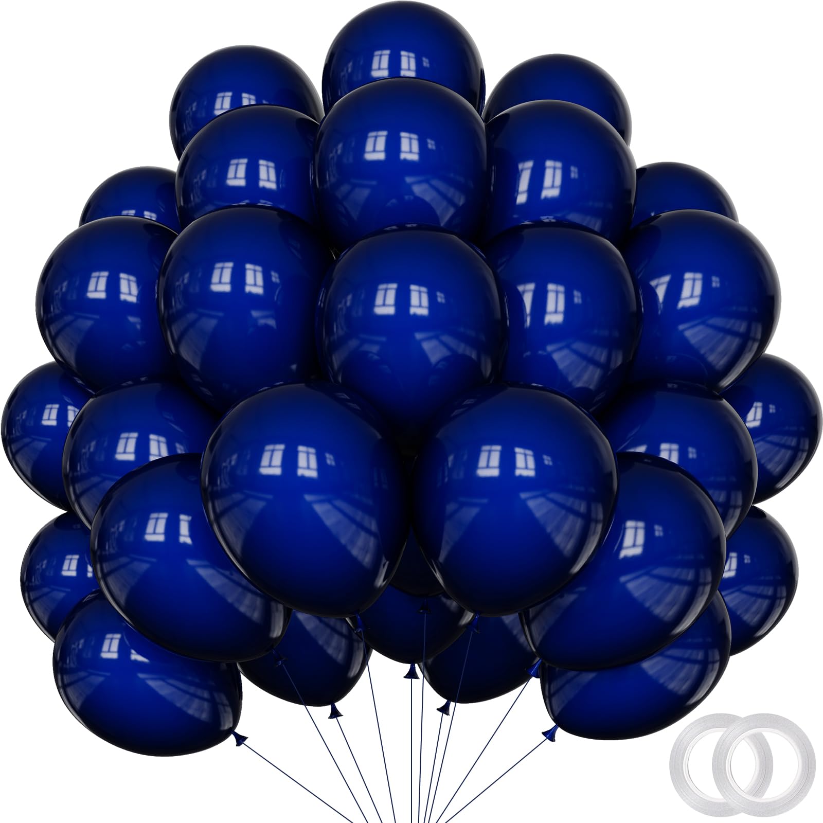 Photo 1 of 100 Pack 12 inch Navy Blue Latex Balloons - Round Dark Blue Balloons for Birthday Party, Graduation, Wedding, Anniversary, Baby Shower Decorations