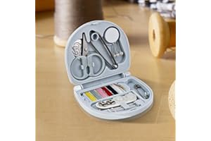 Portable Sewing Kit, Basic Emergency Sewing Box with Needles Threads Buttons Scissors, Mini Travel Sews Box Kit for Women Beg
