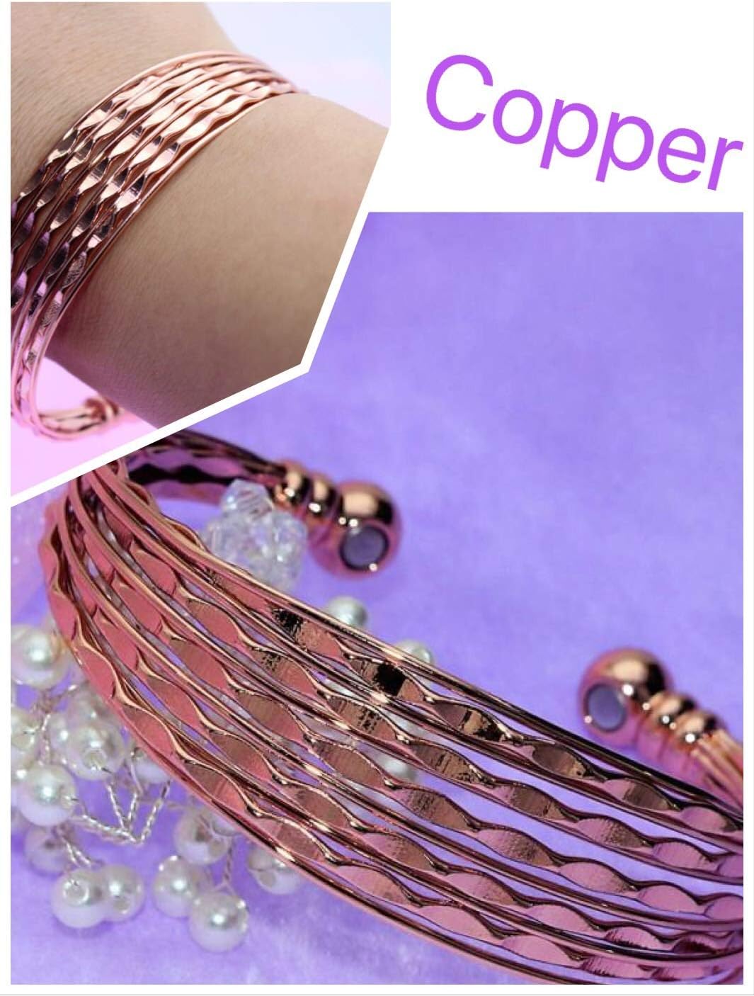Pure Copper Magnetic Therapy Bracelet for Arthritis, Rheumatoid Arthritis, RSI, Migraines and Fatigue: Health & Personal Care