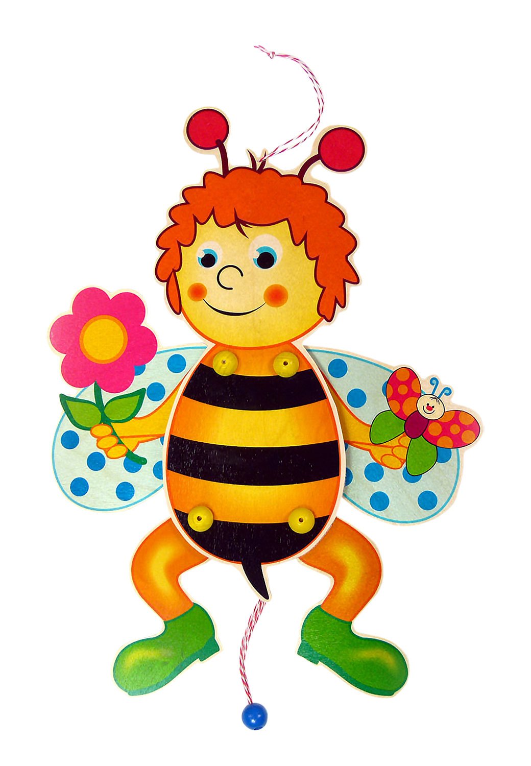 Hess Wooden Jumping-Bee with Flower Baby Toy, 40 cm, Multi-Color