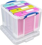 Really Useful Box Plastic Storage 35 Litre Clear with Lockable Lid view 3