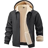 Gihuo Mens Sherpa Hoodies Zip Up Fleece Lined Sweatshirt Hooded Winter Warm Jacket
