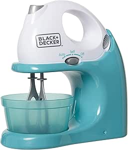 BLACK+DECKER Junior Hand Mixer Role Play Pretend Kitchen Appliance for Kids with Realistic Action, Light and Sound - Plus Mixing Bowl and Two Mixing Modes for Imaginary Cooking Fun