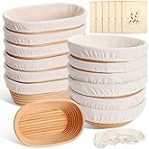19 Pcs Banneton Bread Proofing Basket Set 12 Pcs 9 Inch Bread Proofing Basket Bowls with Liner 6 Loaf Bags and 1 Pack Disposable Fresh-keeping Bags Baking Supplies for Home Sourdough Fermentation