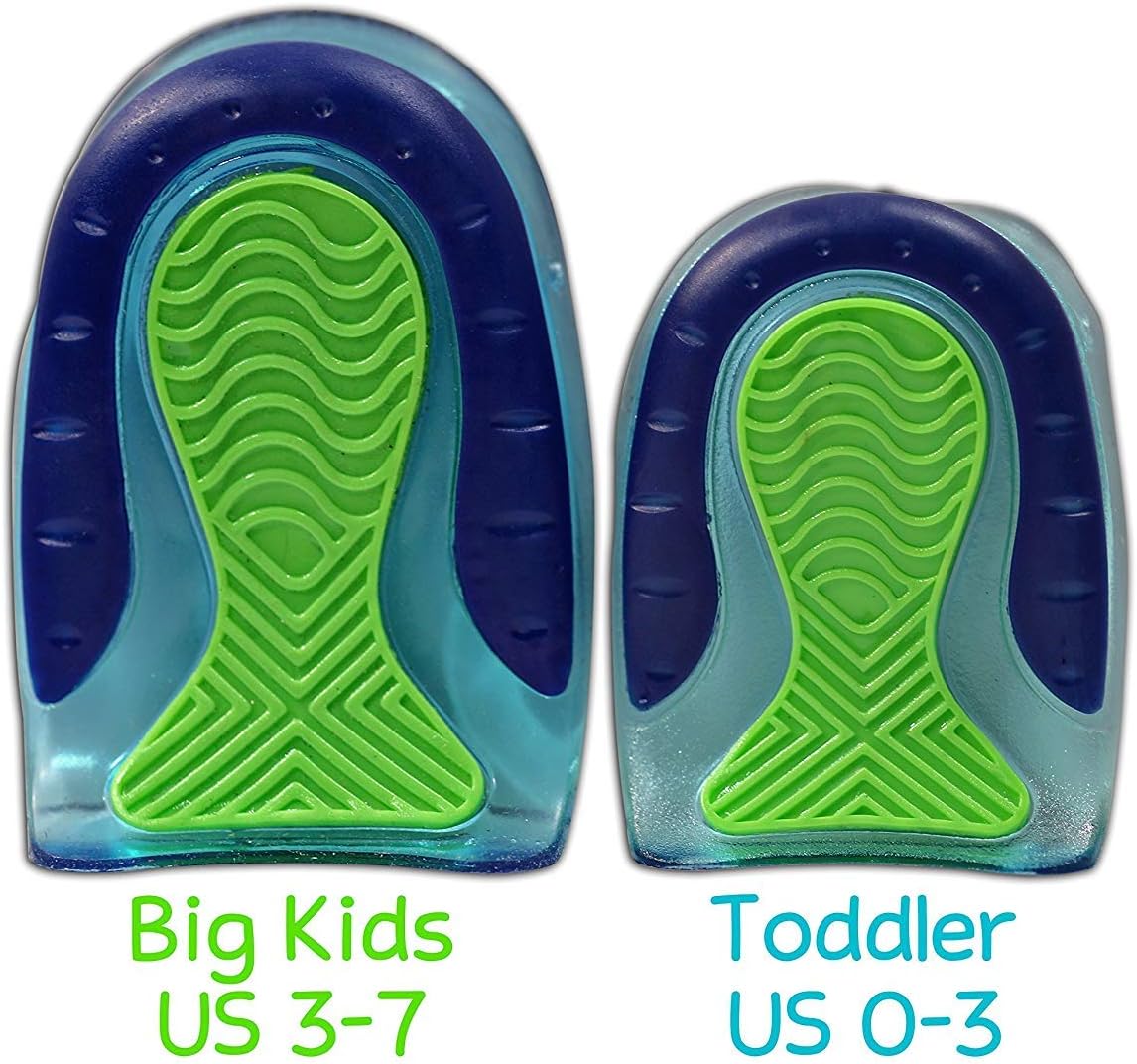 KidSole Sport Traction Shock Absorbing Lightweight Gel Heel Cups For Kid's With Sensitive Heels, Heel Spurs, Plantar Fasciitis, or Ankle Pain (Kid's Size 3-7) 2 Pairs, 4 Single Heelcups: Health & Personal Care