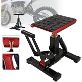 POLARBEAR Aluminum Adjustable Dirt Bike Stand Motorcycle Hoist Lift (Red) | Hydraulic, 1200lbs Capacity, 10.6" to 17.32", Heavy Duty, CNC, Easy Operated, Dirt Pit Bike ATV E Scooter Maintenance