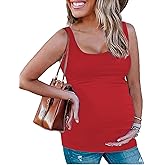 Peauty "Long Enough to Cover Hip Maternity Side Ruch Tank Tops/Basic Maternity Tops for Summer Casual Wear (S-3XL)