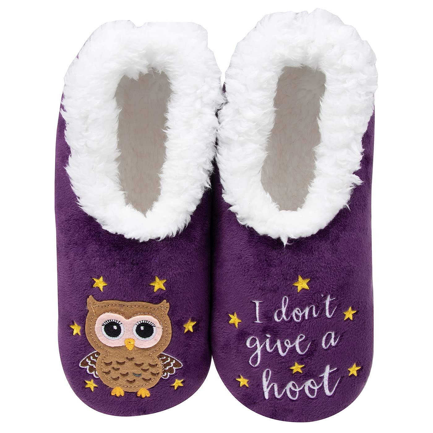 Snoozies! Pairables Owl Hoot Womens Slippers Super Soft Sherpa Ffleece Non Slip Sole Ladies Sizes 3-9 (uk_footwear_size_system, adult, women, alpha, medium, small)