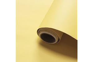 WADILE Peel and Stick Wallpaper 15.9in x 78.7in, Solid Color Contact Paper Waterproof, Vinyl Colored Wall Paper Self Adhesive, Textured Wallpaper Removable for Cabinets/Countertop, Light Yellow