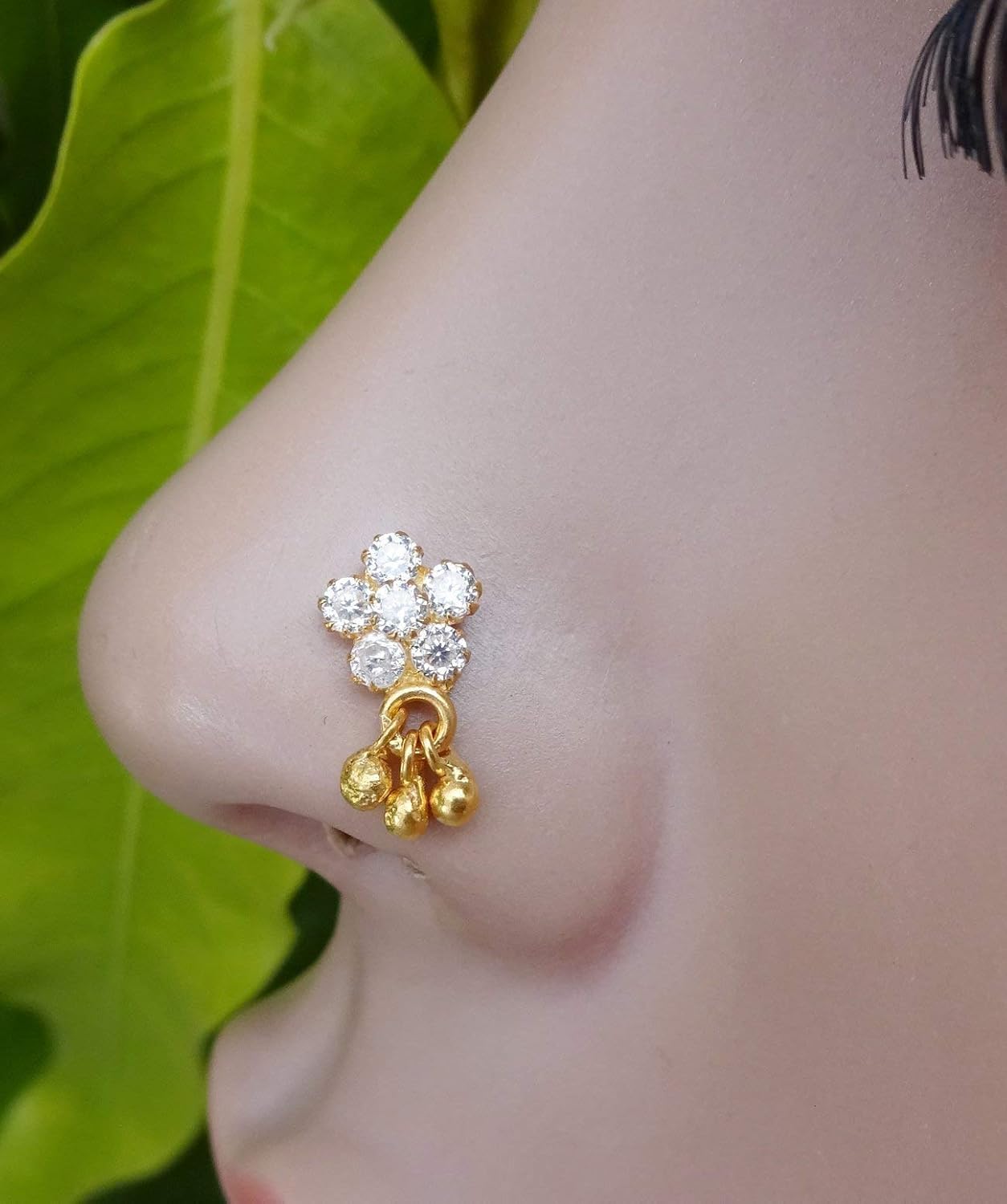 Nose Hoop Ring,Christmas day Special,Indian Nose Jewelry,Flower Nose Stud,Crystal