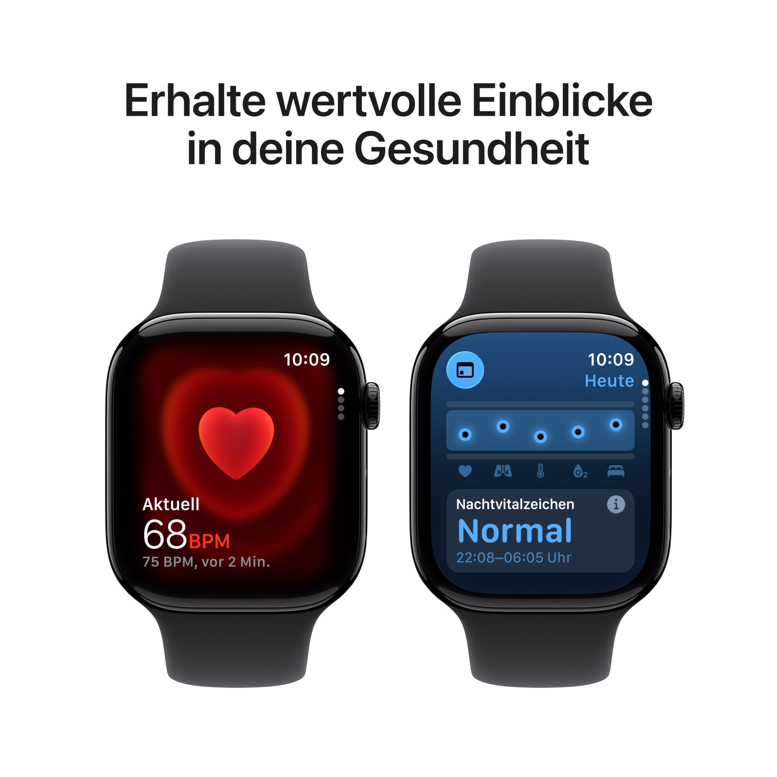 Apple Watch Series 11 GPS 46 mm Smartwatch mit Aluminiumgehäuse in Diamantschwarz und Sportarmband in Schwarz (S/M). Schlafindex, Fitnesstracker, Gesundheitstracking, Always-On Display, Wasserschutz 4