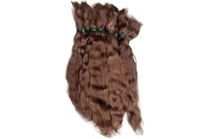 Doll Hair 8 Inch Curly Doll Hair Natural Realistic Wig DIY-Friendly Mohair Craft for Making, Figurine, Art Craft, Brown for C