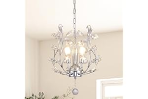 Ganeed 3-Light Branch Crystal Chandelier, Small Flush Mount Vintage Pendant Hanging Lighting, K9 Crystal Farmhouse Ceiling Li