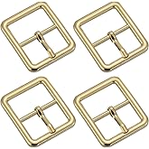 uxcell Metal Roller Buckle, Single Prong Belt Buckle Square Center Bar Buckles for Leather Craft Belt