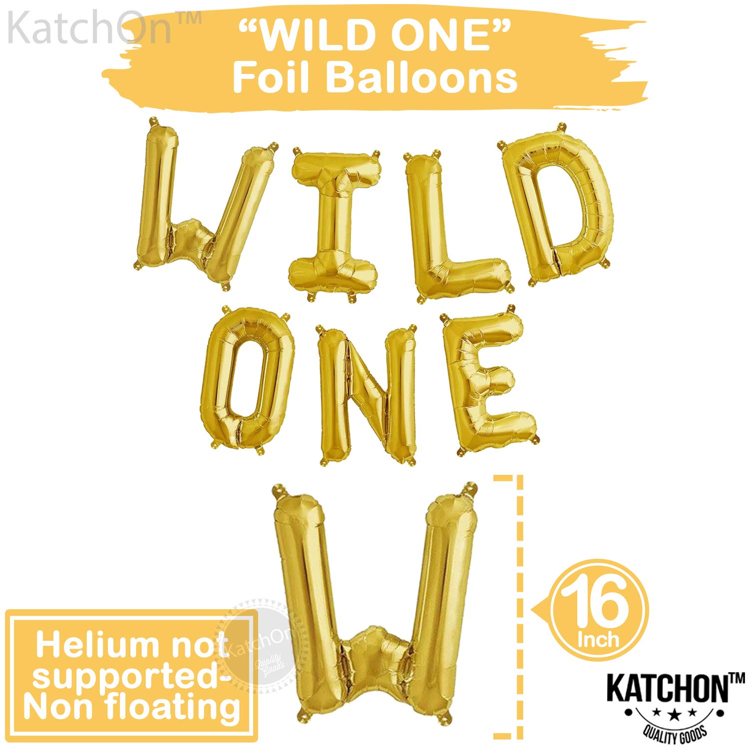 thumbnail interactive-video image 1 of KatchOn, Big Gold 1 Balloon For First Birthday - 40 Inch 1 of 9