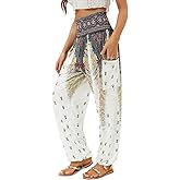 QIANXIZHAN Women's Harem Pants, High Waist Yoga Boho Trousers with Pockets