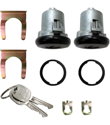 Black Door Lock Cylinder Set With Keys - For 82-93 Chevy S10, Sonoma, Blazer 2 thumbnail image
