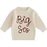 CREAIRY Big Sister Little Sister Matching Outfits Toddler Baby Girl Chunky Knit Sweater Warm Sweatshirt Knitted Fall Clothes