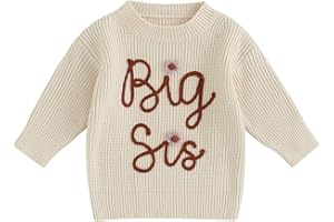 CREAIRY Big Sister Little Sister Matching Outfits Toddler Baby Girl Chunky Knit Sweater Warm Sweatshirt Knitted Fall Clothes
