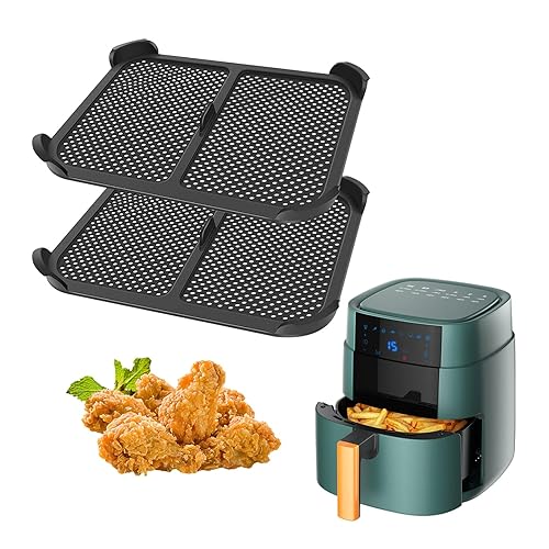 Yallmie 2Pcs Air Fryer Splatter Screen, Air Fryer Splatter Guard Silicone Air Fryer Splash Guard, Air Fryer Accessories Effective Grease Splash Guard for Ninja Fryer AF400, AF451, DZ401 (AF400)