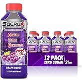 SueroX Sugar Free Electrolyte Drink, Grape Boost, 21.3 Fl Oz, 12 Pack | Sports Drink with 8 Ions, Zero Sugar, Zero Calories, Hydration &amp; Recovery