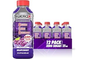 SueroX Sugar Free Sports Drink for Hydration and Recovery, Electrolyte Hydration Drink with 8 Ions, Zero Calorie Sports Drinks, Grape Boost, 21.3 Fl Oz, 12 Count