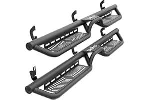 EYOUHZ Double Cab Running Boards Side Steps Compatible with 2007-2018 Chevy Silverado & GMC Sierra 1500, 2007-2019 Chevrolet Silverado & GMC Sierra 2500 3500 HD Extended Cab, (Two Stairs-Star Logo)