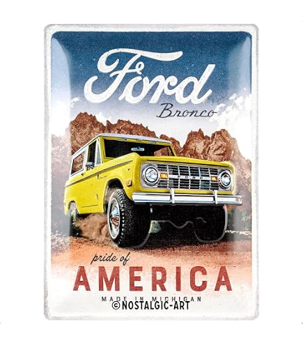 Insegna Da Garage Hangtime Ford Bronco - Targa In Alluminio Goffrato 61 Cm - Ufficiale E Made In USA - 3