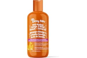 Zesty Paws Wild Alaskan Salmon Oil for Dogs & Cats - Liquid Fish Oil for Dogs and Cats with Omega 3 Fatty Acids EPA and DHA f