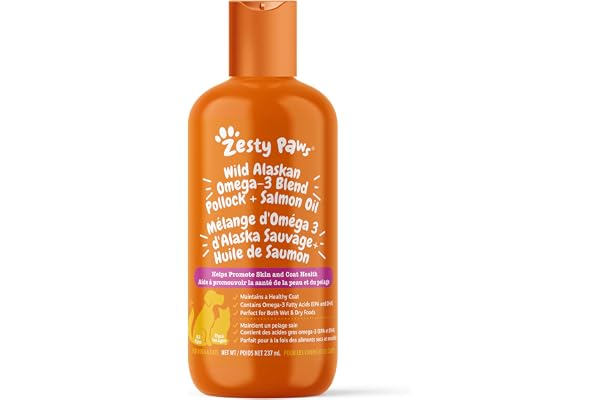Zesty Paws Wild Alaskan Salmon Oil for Dogs & Cats - Liquid Fish Oil for Dogs and Cats with Omega 3 Fatty Acids EPA and DHA f
