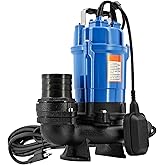 1 HP 3" Submersible Trash Pump Replacement for Tsurumi HS3.75S HSZ3.75S | Auto Float Switch 115 V 61 GPM 3660 GPH 60Hz 3 inch Straight Male NPT Submersible Wastewater Pump
