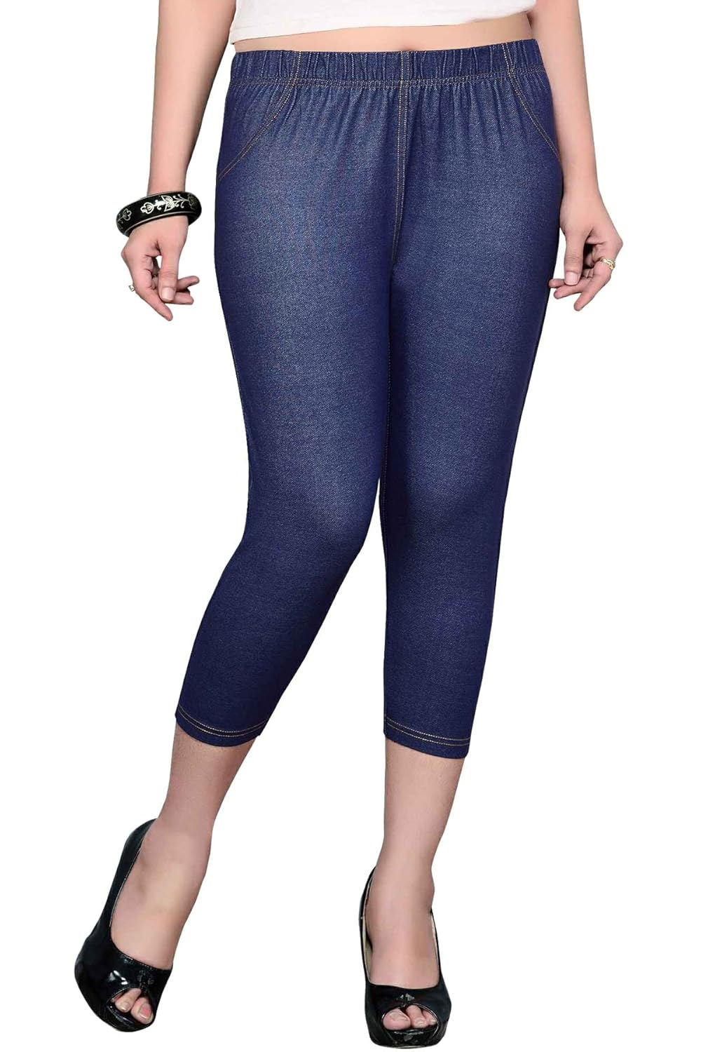 greenwich ladies capri jeggings (blue)