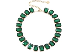 Firstmeet Rectangular Crystal Rhinestone Collar Necklace Wedding Sparkly Colorful Crystal Choker For Women