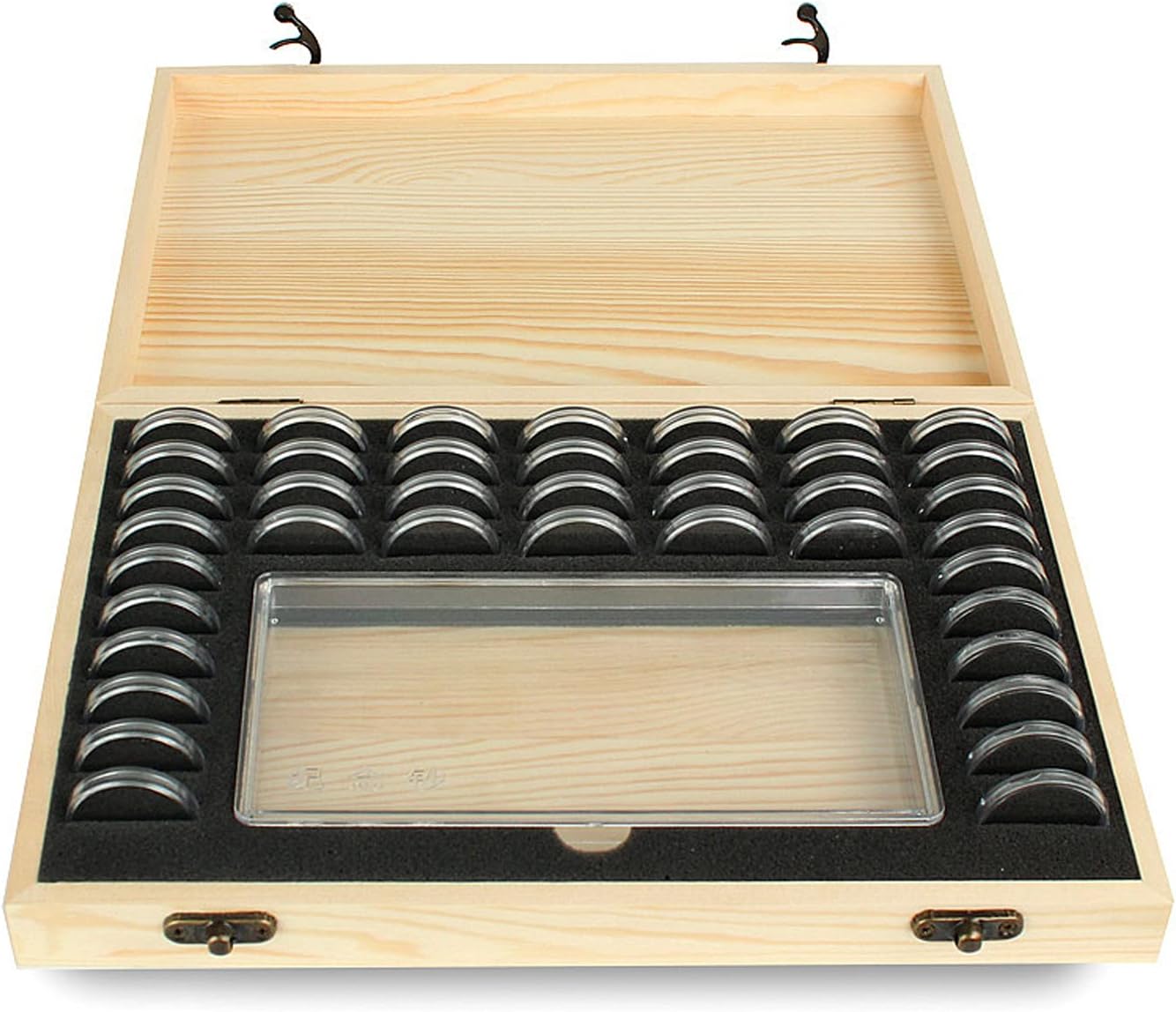 Wooden Coin Capsules Holder, Coin Storage Box Coin Collection Holder with Lock, Coin Collector Organizer Container Coin Display Commemorative Collection Case for 40 Coins and 100 Banknotes : Office Products