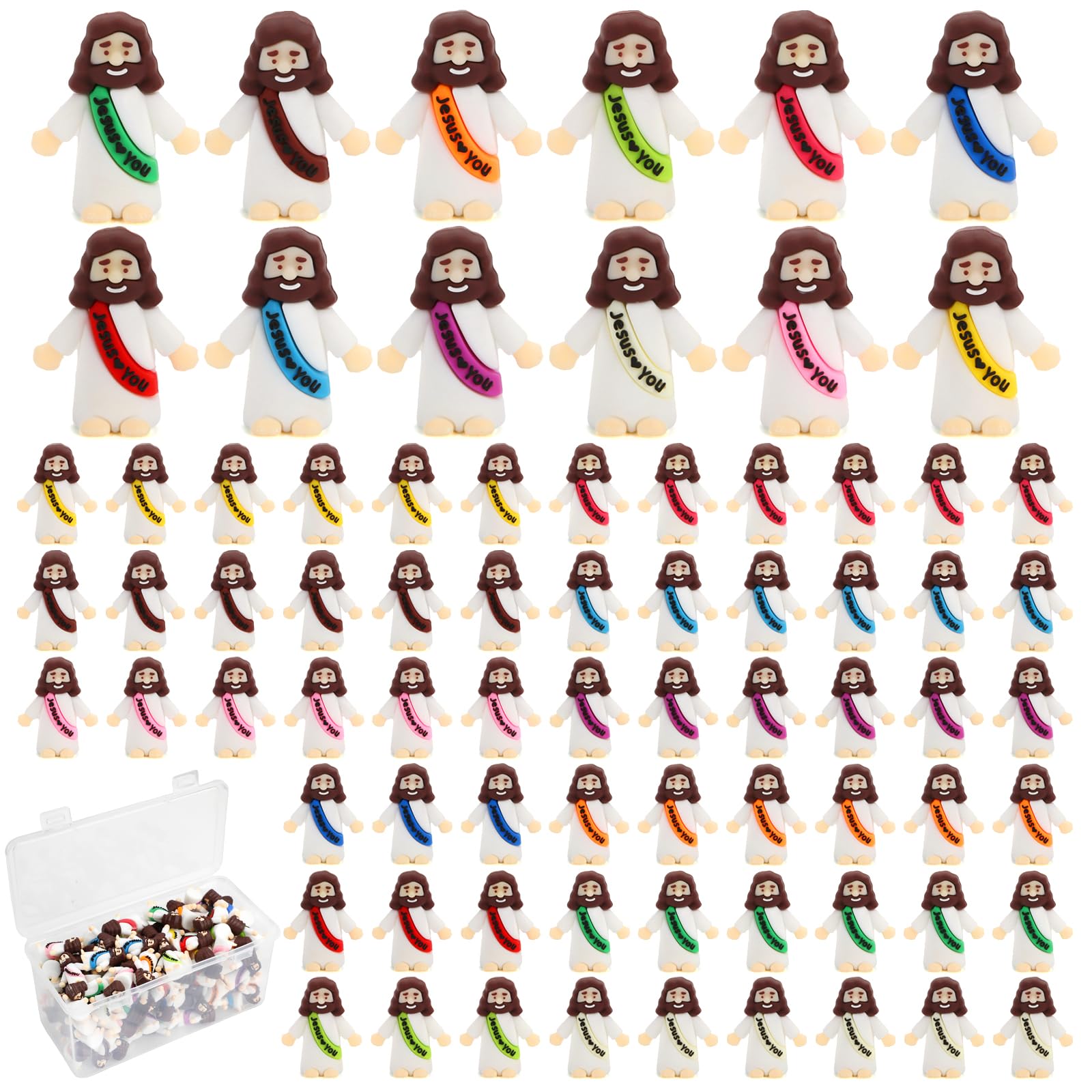 Photo 1 of 120 Pcs Mini Jesus Figurines in Bulk, Tiny Miniature Little Jesus Loves You Figures to Hide and Seek Sunday School Baptism Religious Party Favors Gifts for Women Easter Egg Fillers Stocking Stuffers