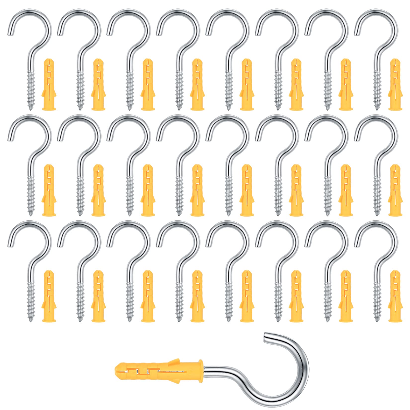25 Pcs Ceiling Cup Hooks, 304 Stainless Steel Eye Hooks, Metal Ring Eyelets Self-Tapping Hanging Screws, Heavy Duty Eye Bolts for Home, Office, Outdoor - 3.5mm