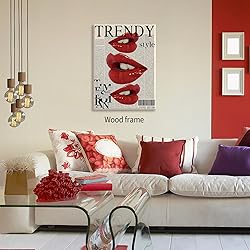 Trendy Y2k Newspaper Wall Art Vintage Red Lips Kiss