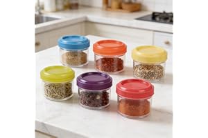 Mini Spice Jars Seasoning Containers - 6 Pack Plastic Clear Spice Containers Free Empty, Spices Canning Jar for Kitchen Organ