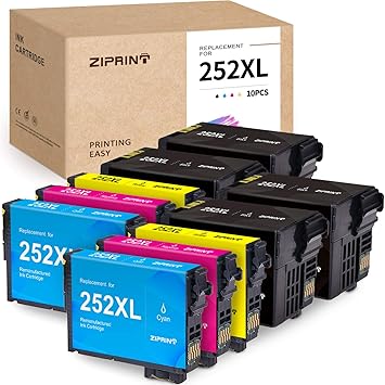 Amazon Com Ziprint Remanufactured Ink Cartridge Replacement For Epson 252 252xl Ink For Epson Workforce Wf 7720 Wf 7710 Wf 3640 Wf 3620 Wf 7620 Wf 7610 Wf 7110 Printer 4 Black 2 Cyan 2 Magenta 2 Yellow 10 Pack Office Products