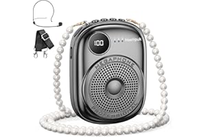 HEETIPUK Portable Voice Amplifier Wired Microphone and Speaker,PA System Voice Amplifier with Mic Headset for Teachers,Speech,Tour Guides,Coaches,Yoga, Fitness Instructors Bluetooth 5.0 TF Card (Black)