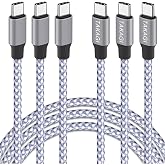 USB C to USB C Cable, Type C Charger Fast Charging Cord 60W 3 ft 3Pack | Nylon Braided Data Sync SCSI Cable for iPhone 18 Pro Max/17 Air/16 Pro/15 Pro Max/Plus/iPad Mini/iPad Pro/Air/Galaxy S25 S24