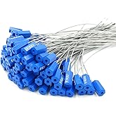 Leadseals(R) 100 Security Cable Seals Numbered Security Tags Tamper Proof Pull Tight Steel Wire Seals for Truck, Trailers, Cargo, Containers, Vans, Oil Tank, Milk Vehicle (Blue, Pack of 100pcs)
